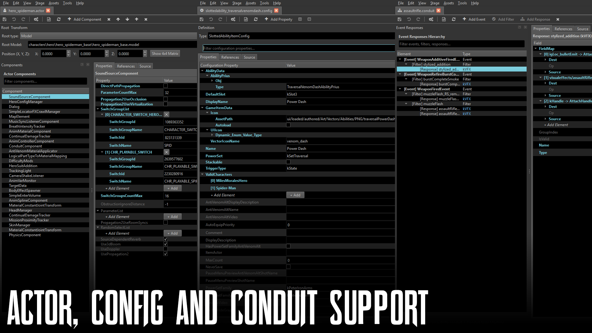 Structured config and actor editor