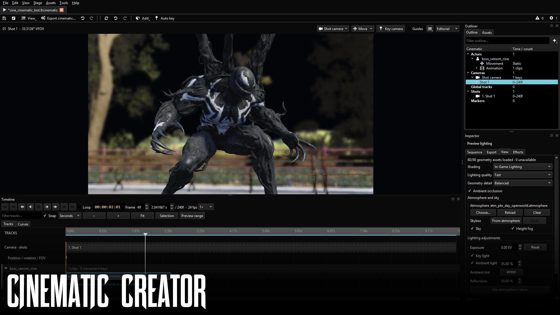 Cinematic timeline editor